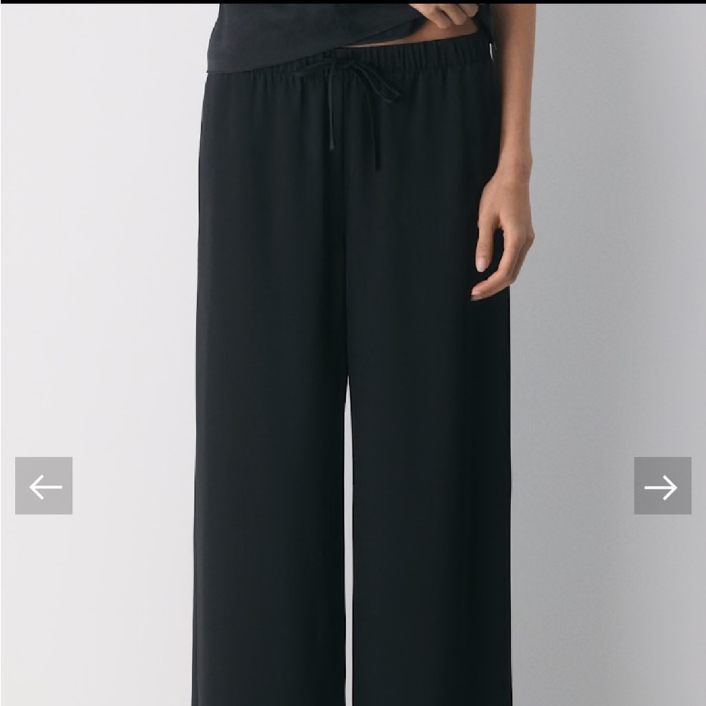 Aritzia The Lodge Pant™ - Satin Wilfred Classic Black Wide-Leg Pants